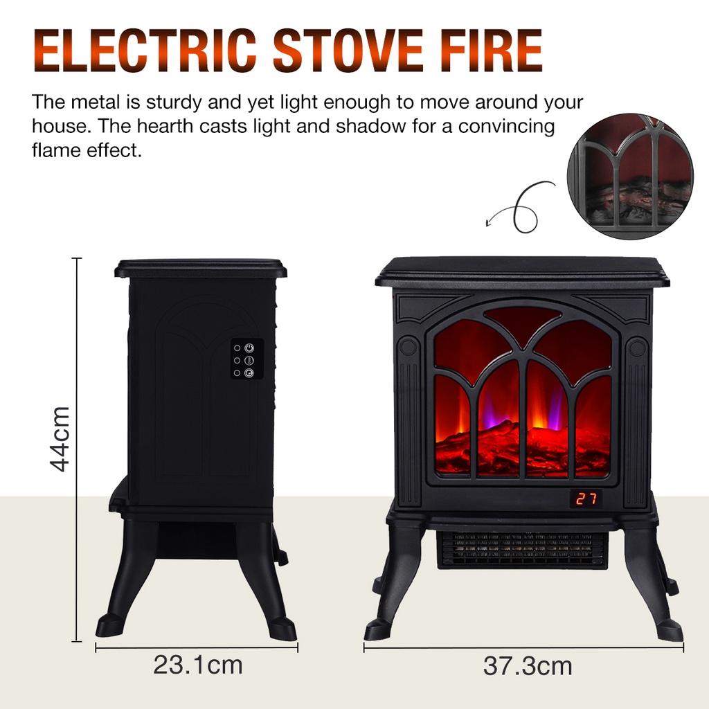 70W/750W/1500W Elektrický krbový ohřívač ventilátor kamna polena plamenový efekt římsa časovač PTC keramický ohřívač