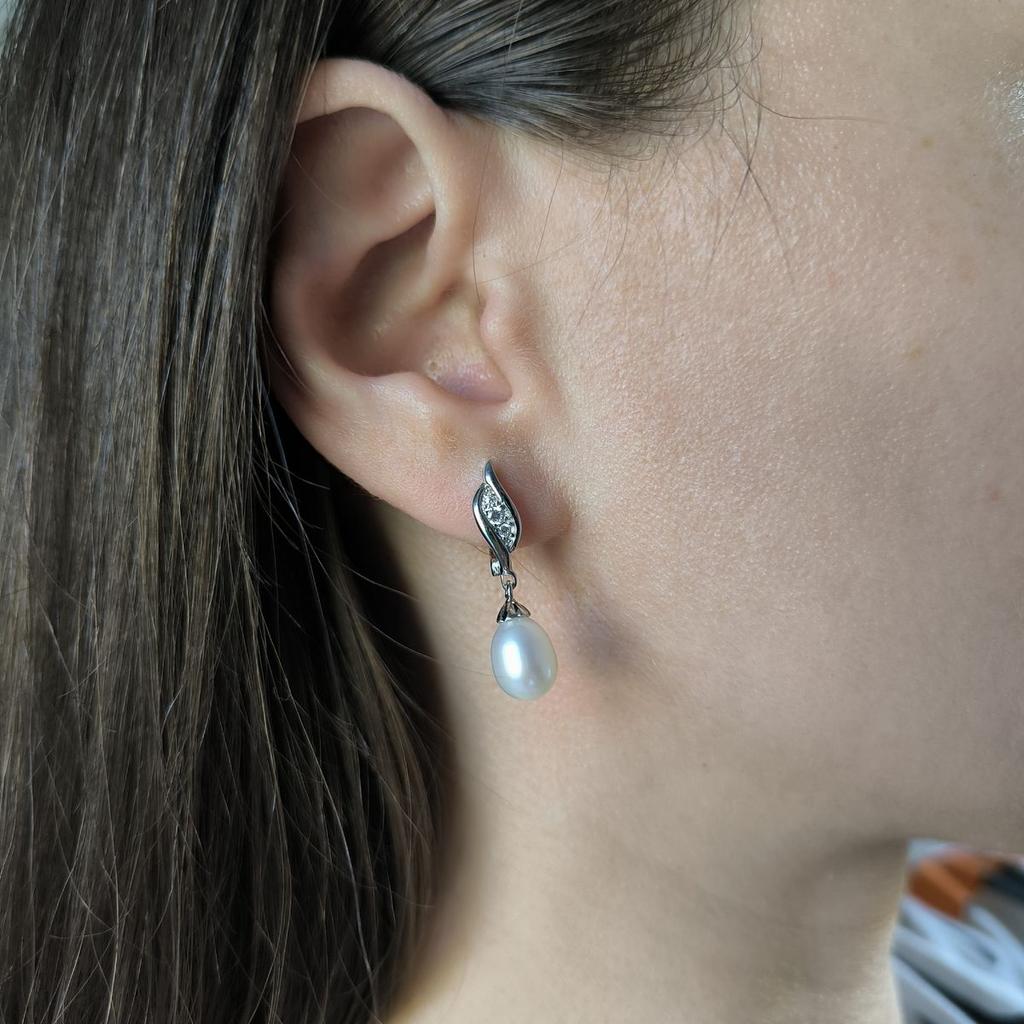 Серебряные серьги с натуральным жемчугом (2187349)