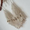 Pure Sexy Knitted Hollow-out Solid CAMI Back Strap Bohemian Style Inner wear Fashion Top Women