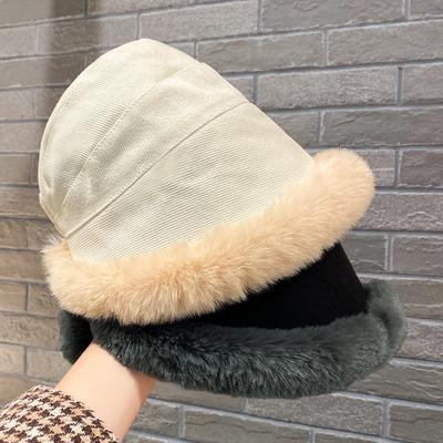 Winter New Burr Bucket Hat Women's Outdoor Plush Warm Fashion Plush Bucket Hat