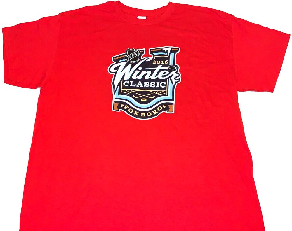 Редкий! Винтажная футболка NHL Hockey Winter Classic 2016 Foxboro Новая! Унисекс футболка XL XXXL