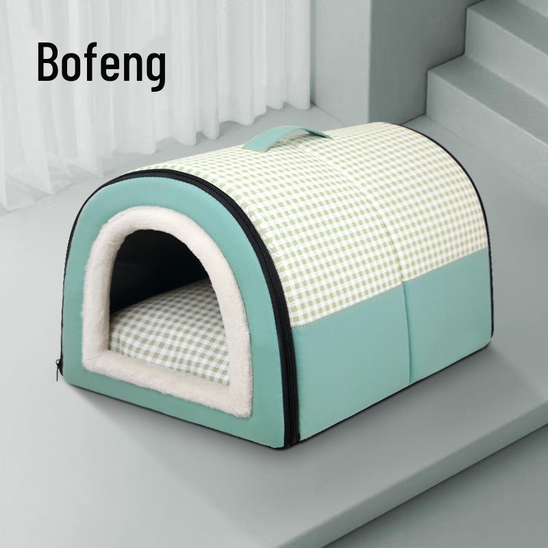 Winter Cozy Semi-Enclosed Washable Dual-Use Pet Nest for Cats & Small Dogs