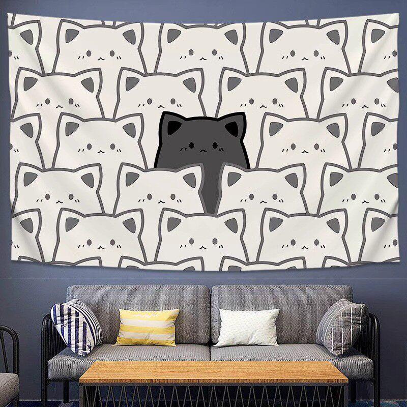 Nordic Style Tapestry Minimalist Cat Wall Hanging Japanese Kawaii Cat Array Design for Dorm Room Living Room Home Decor