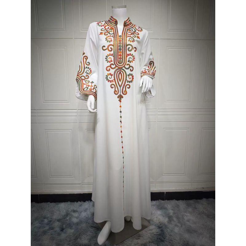

Новая мода Ближний Восток Вышивка Веревкой Вышитый Халат Арабское Платье Платье, Вышитое Веревкой White XL