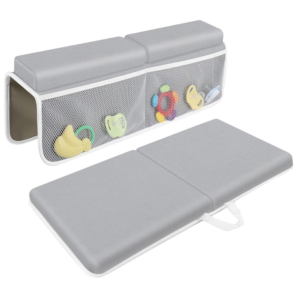 JJGoo Bath Kneeler with Elbow Rest Pad Set, 1.5 inch Kneeling Pad Mat for Bathtub - Gray