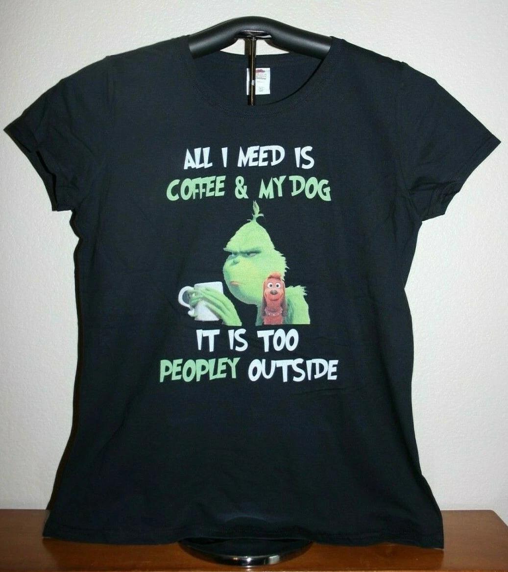 

ALL I NEED IS COFFEE & MY DOG...TOO PEOPLEY OUTSIDE T-Shirt Ladies Large, Black 2XL