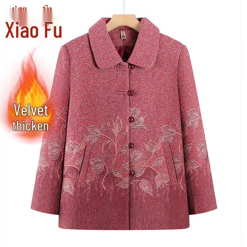 Middle-Aged Women s Floral Autumn Jacket 2XL
