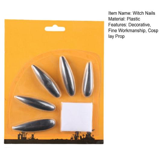 10Pcs Witch Nails Extra Long High Gloss Full Cover Sharp DIY Cosplay Props Plastic Halloween Zombie Costume Party False Nails for Festival