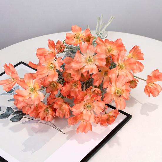 Künstliche Cosmeenblüten 6 Köpfe Kunstseiden-Cosmeen mit Stiel Falscher Wildblumenstrauß für Vase Hochzeitsparty Frühling Sommer Heimdekoration