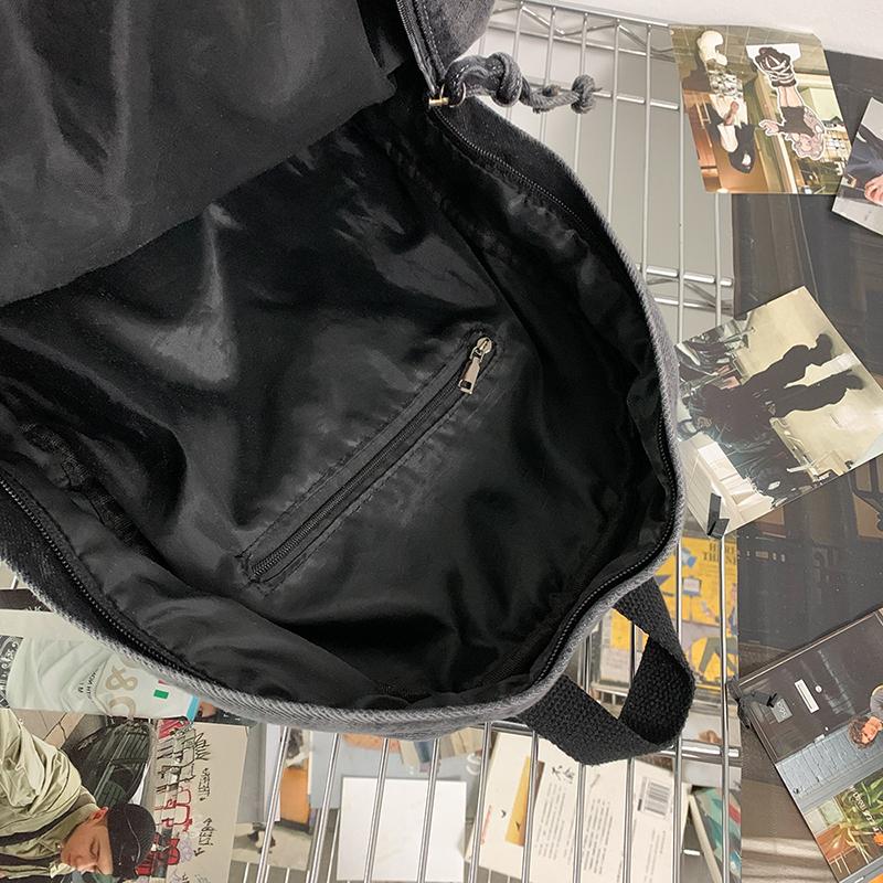 Zaino retrò in denim di grande capacità, borsa da scuola per studenti, zaino da donna