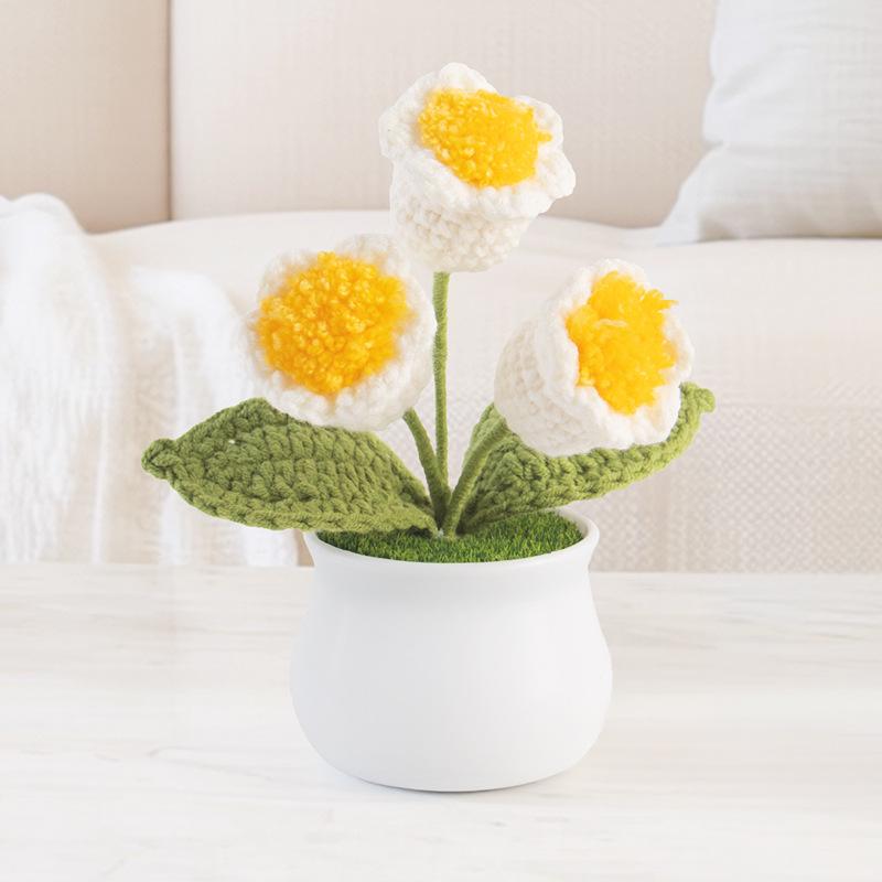 

Handmade Crochet Forget-Me-Not Potted Plant Ornament – Small Flower Gift for Mother’s Day or Elderly