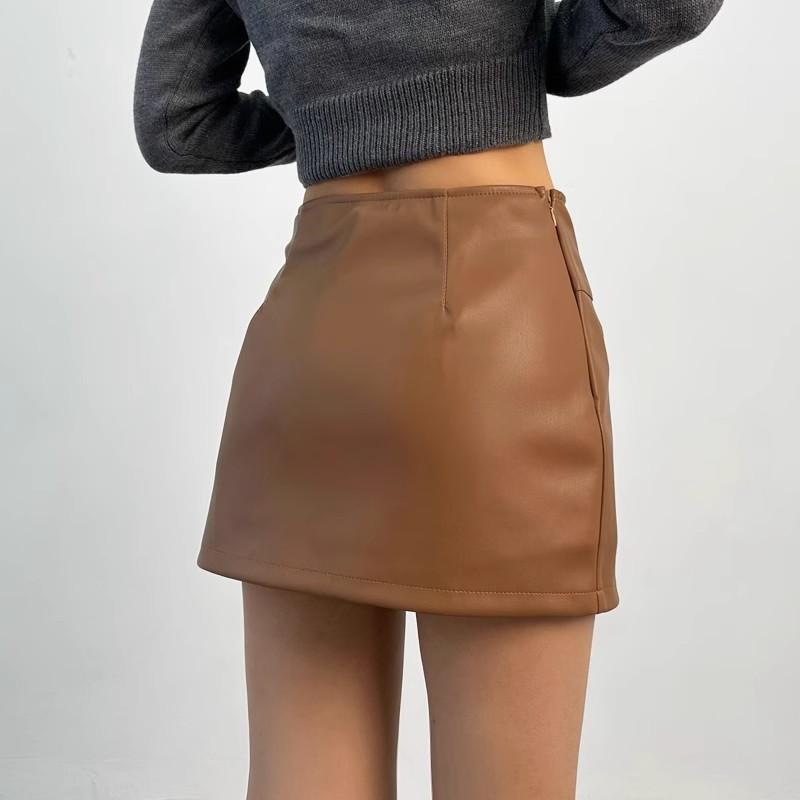 Leather Mini Skirts Summer Women's Y2K Elegant Party Short Skirts Ladies Fashion Casual Office Black Mini Skirts