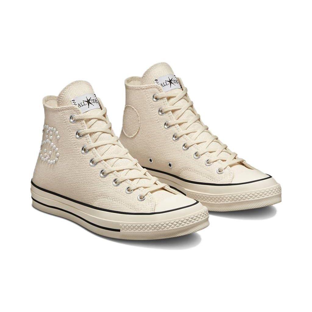 Stussy X Converse Chuck 70 High Fossil Unisex Sneakers Tan Natural-Ivory Black A02051C