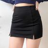 American Retro High Waist Slimming Bodycon Midi Skirt with Slit Hem