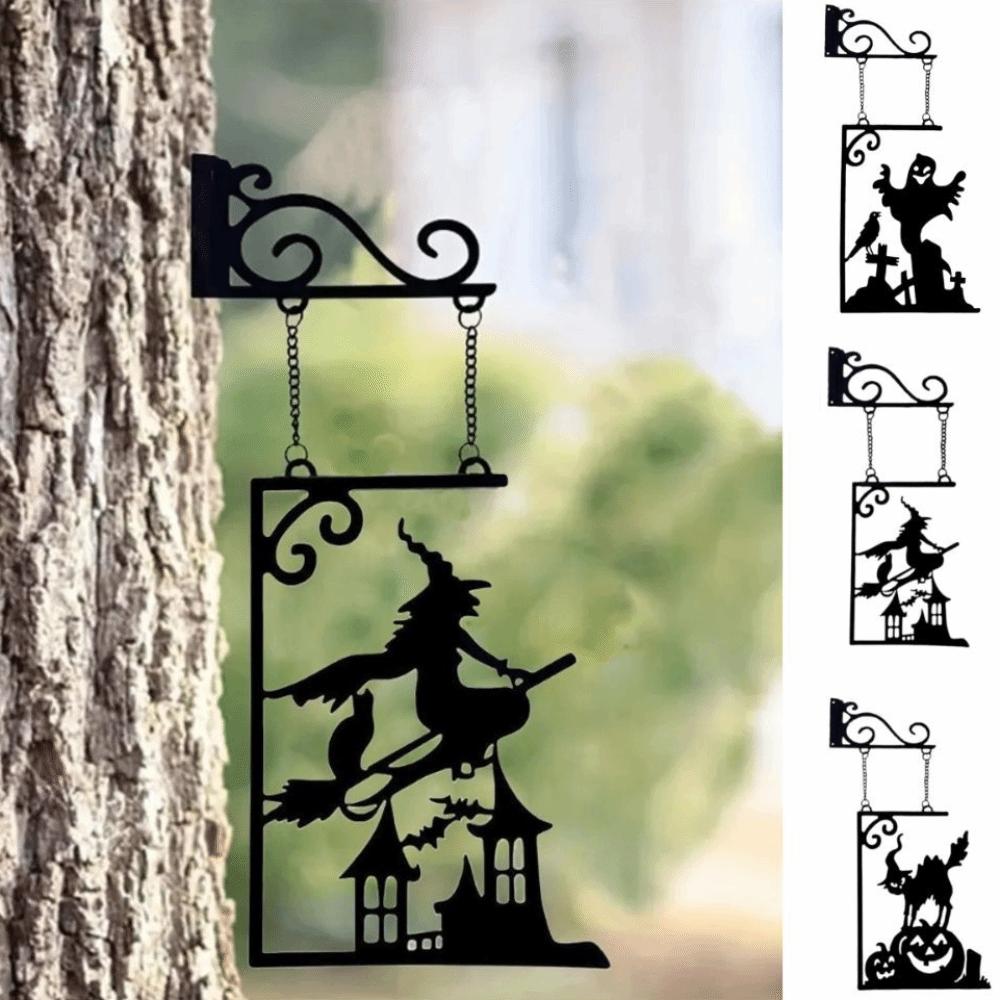 Waterproof Ghost Pendant Vintage Witch Silhouette Mysterious Halloween Decoration Courtyard
