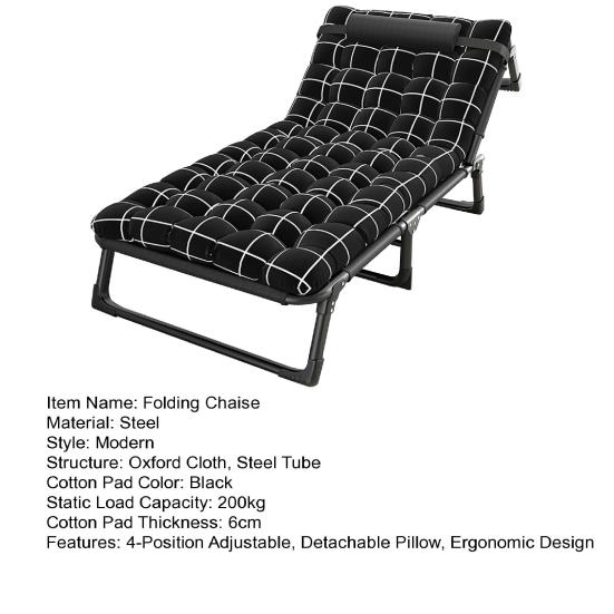 Kempingová skládací postel Nastavitelná 4-polohová pro dospělé Sklápěcí skládací lehátko s polštářem Venkovní lehátko Spací postel