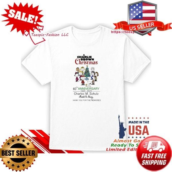 Peanuts A Charlie Brown Christmas 60th Anniversary 1965-2025 T-shirt (S-5XL) S