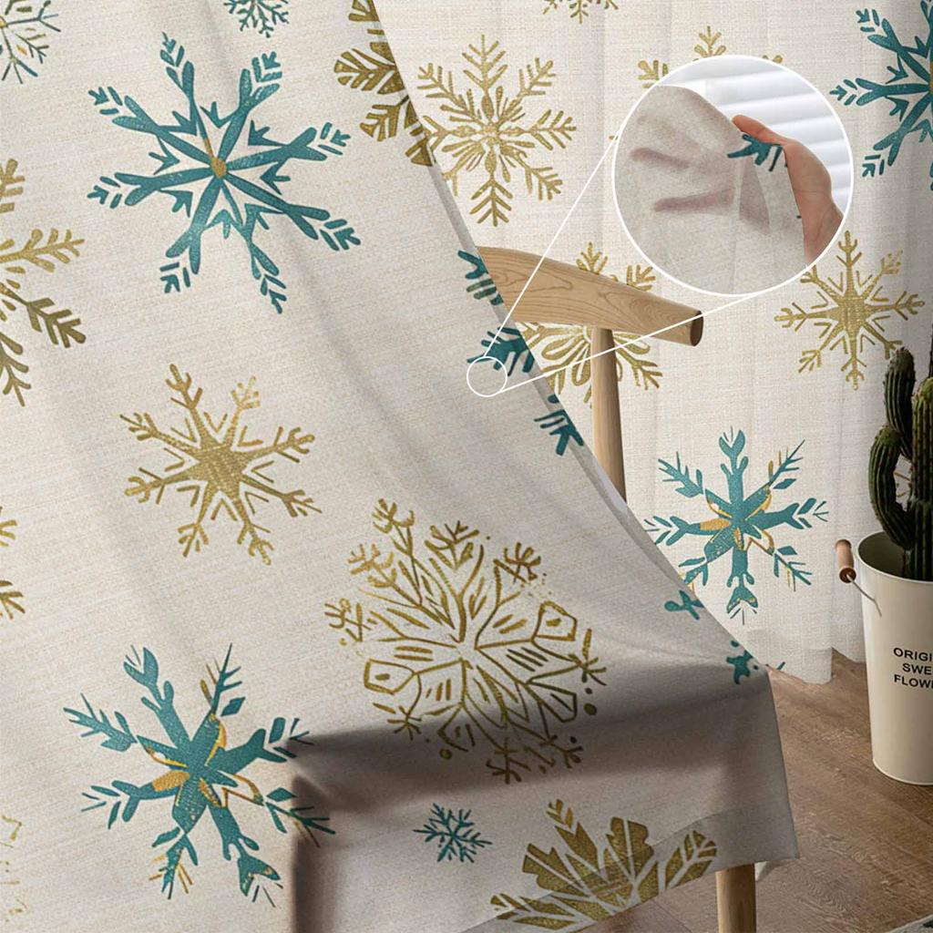Weihnachtsbrief Schneeflocken Vorhänge für Wohnzimmer Schlafzimmer Heimdekoration Fenster Voile Tüll Vorhang Drapierungen