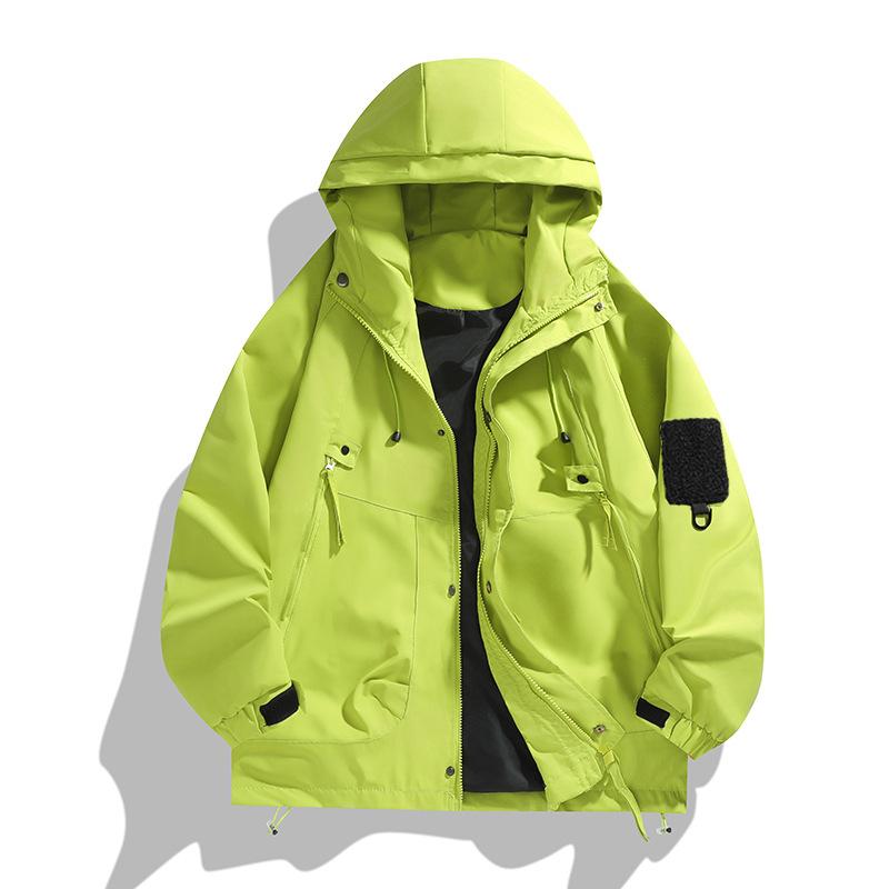 Spring and autumn three-proof loose mountain outdoor jacket men's windproof waterproof tide brand tooling hooded single punch jacket