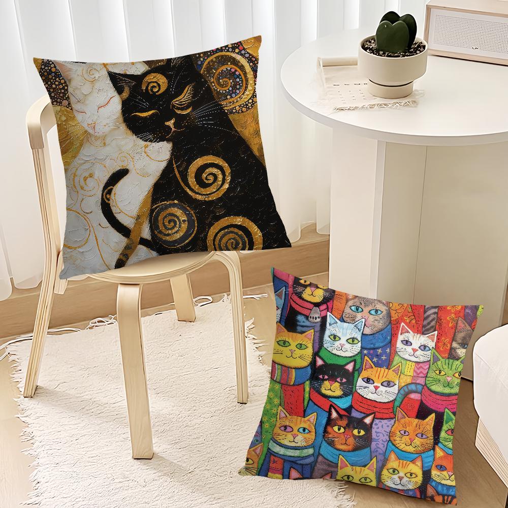 Art Golden Color Cat cushion cover Decoration Room Shop Car Best Home Office Coffee Pillow Sofa Printing Nordic Simplicity Hit