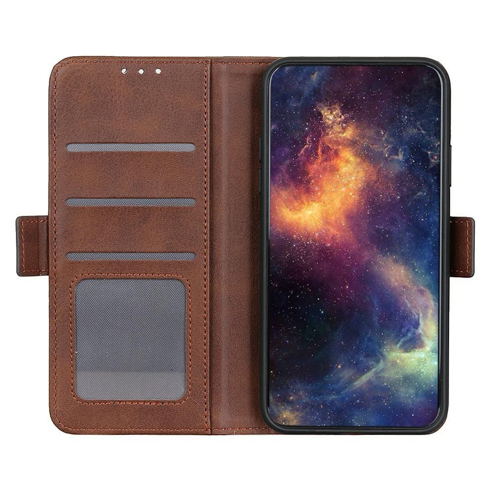 

For Samsung Galaxy A17 Case Stand Cowhide Texture PU Leather Phone Cover Brown
