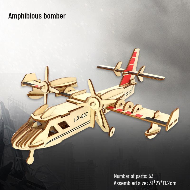 Wooden 3D Airplane Puzzle Educational DIY Toy for Children
