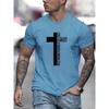 Fashion Cross Print Men's Creative Top Casual Micro Elastic Short Sleeve Crew Neck T-Shirt Outdoor Sports Men's Cotton T-Shirt
