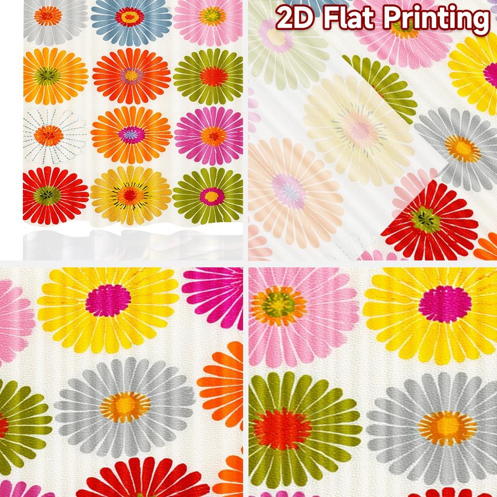 Set Of 2 Minimalist Flat Printing Curtains Without Rod Flower Pattern Celebration Women Is Day Festival Semi Curtain Light Filtering Polyester