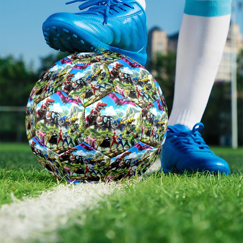 Mighty Morphin Power Rangers Print Size 5 Soccer Ball, PU Wear Resistant Football for Match Training and Daily Practice, Birthday Gift for Soccer Fans