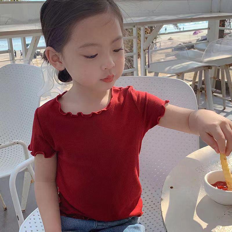Girls Casual Short-sleeved T-shirt Summer Striped Top for Kids