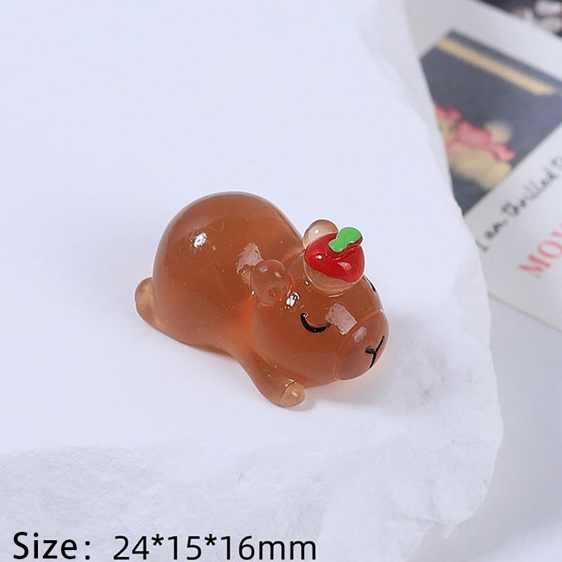 Luminous Mini Capybara Resin Miniature Figurine Glow At Night Fairy Garden Decoration Diy Ornament Cute Desk Decoration