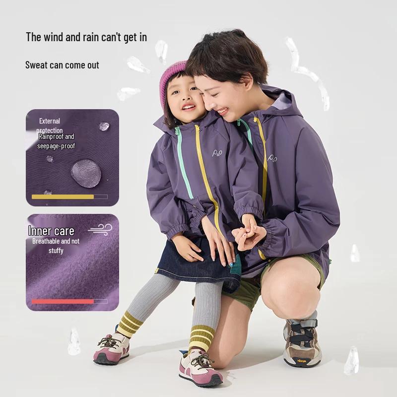 Papa Kids' and Youth Autumn Windproof Hooded Jacket