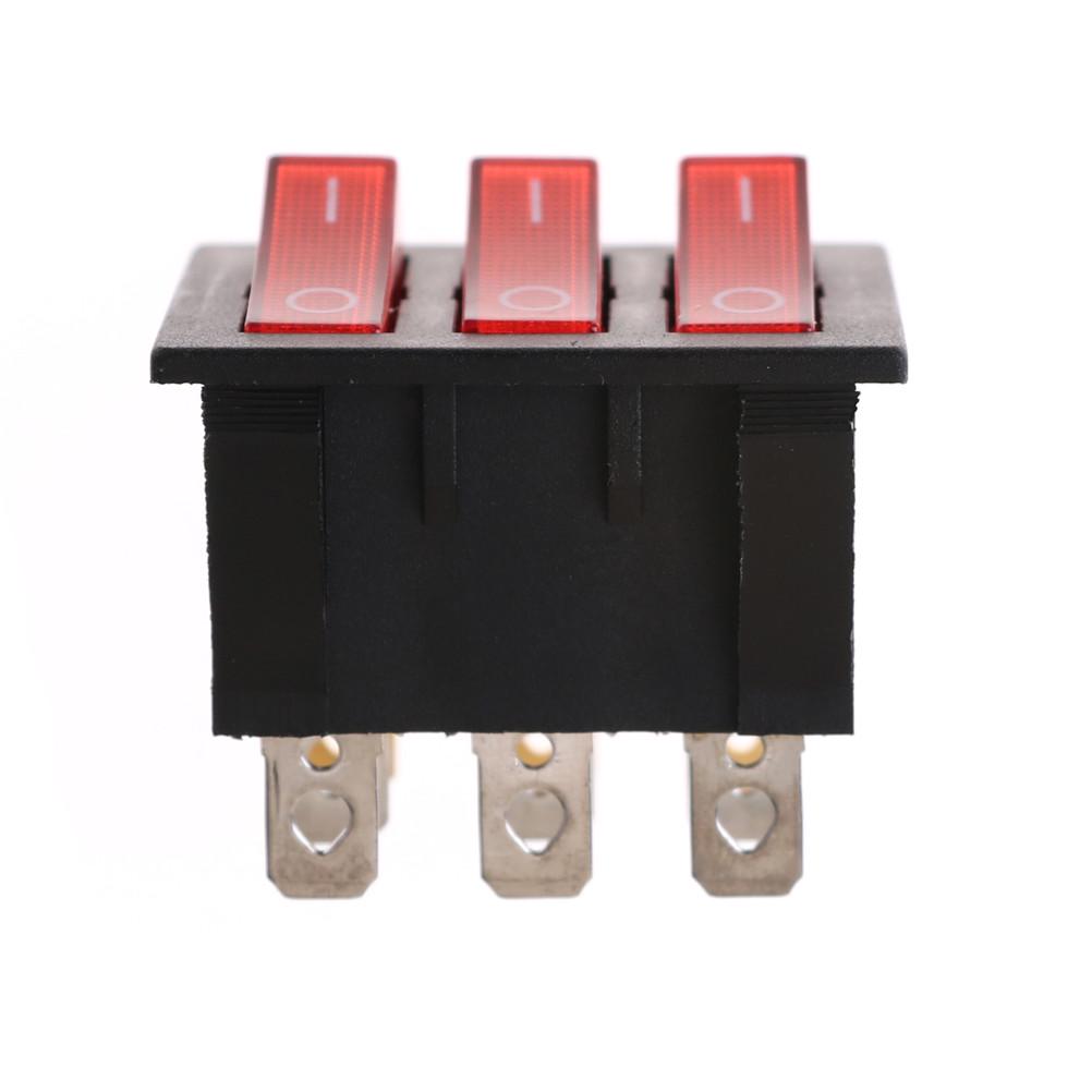 Kcd3 34*40 Big Rocker Switches with Red Light Three-Way Switch 9 Pin 2 Position