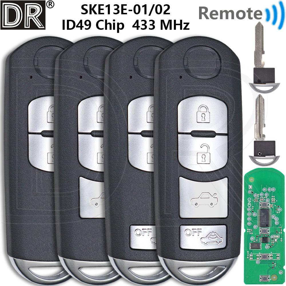 Great 433MHz SKE13E-01/02 Universal ID49 Chip Smart Car Remote Control Key For Mazda 3 6 CX-5 MX-5 CX-3 CX-4 CX-5 Axela Atenza