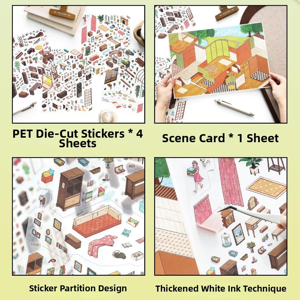 Cottage Cabin Scene Stickers My Home Theme Scrapbook Stickers 3D Stacking Stickers Gift Giving