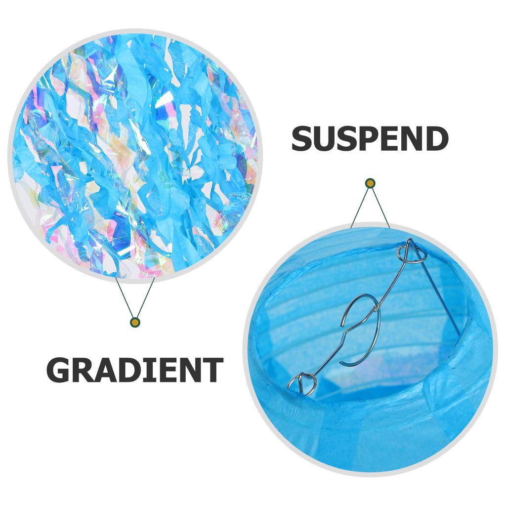 6Pcs Jellyfish Paper Lanterns Hanging Ocean Decor Mermaid Theme Gradient Lights for Under The Sea Party Indoor Outdoor Use