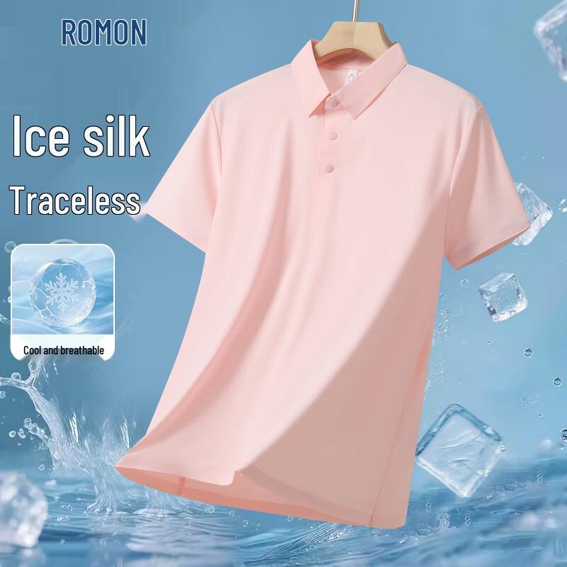 ROMON Men s Ice Silk Short Sleeve Polo Shirt 5XL