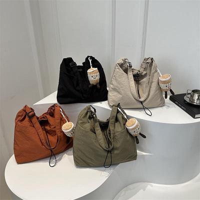 Casual Women's Large Capacity Crossbody Tote Bag with Zipper & Drawstring for Commuting & Sports