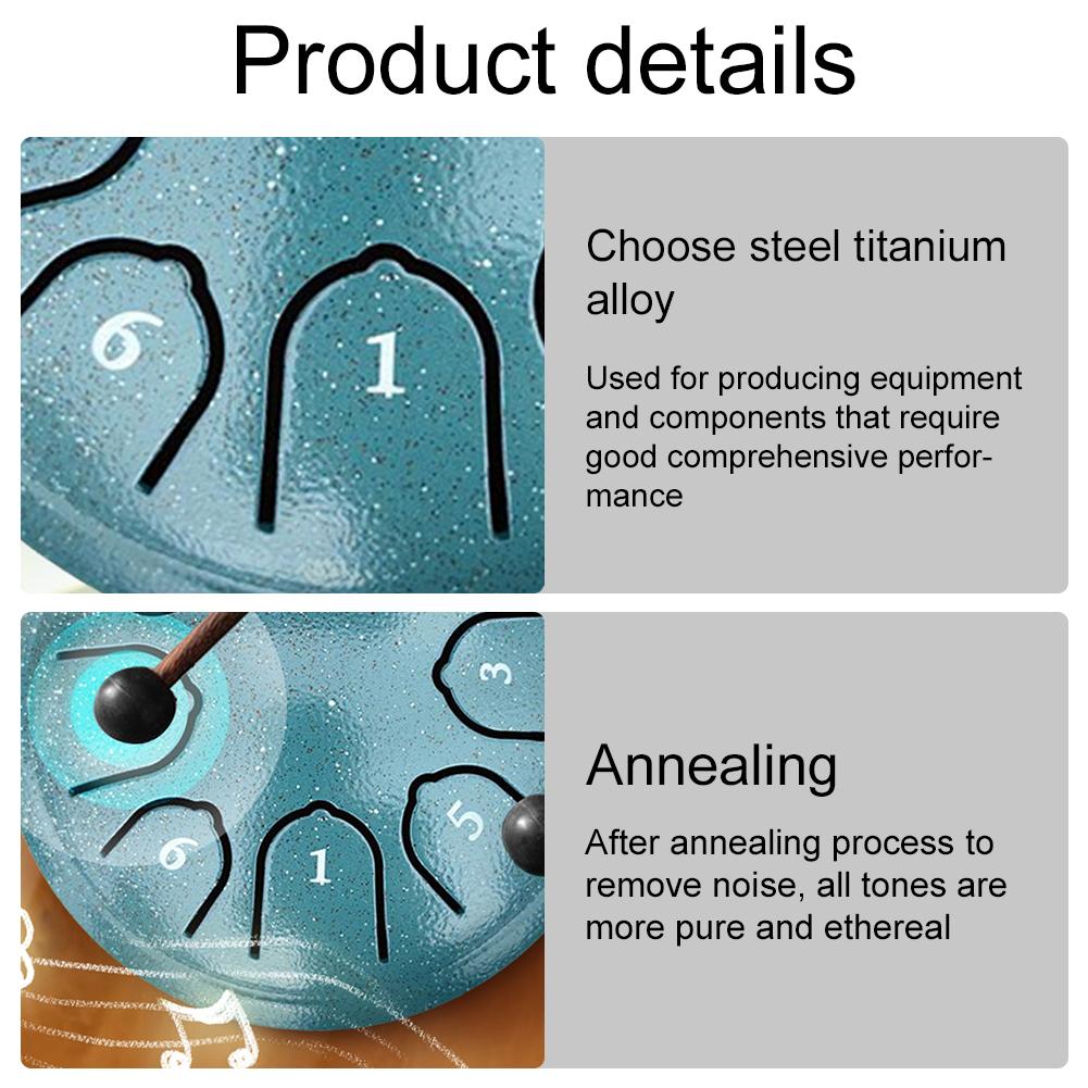4.5 Inch 8 Notes Steel Tongue Drum with Drum Mallet Music Book Percussion Instruments Sound Healing Instruments Unique Gift