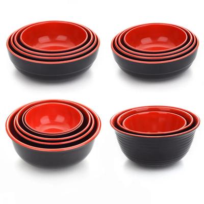 Czarno-czerwone miski melaminowe, Talerze bufetowe, Miska na ramen, Zupa, Miska na sałatkę, Miski plastikowe, Naczynia kuchenne, Artykuły restauracyjne