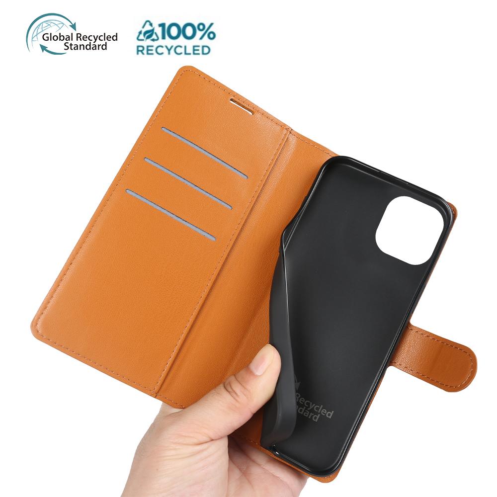 For iPhone 13 Stand Case Biobased Eco-Friendly RPET RPVB Slim Phone Cover with Wallet