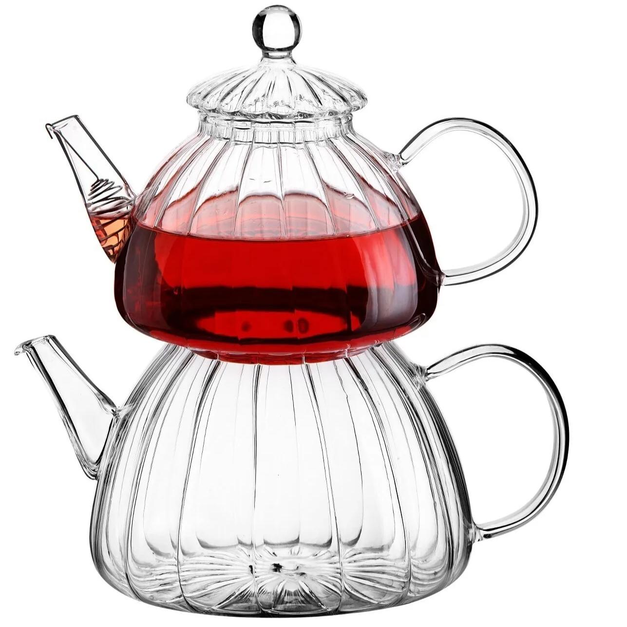 

Набор больших чайников из борасиликатного стекла 550ml+1350ml