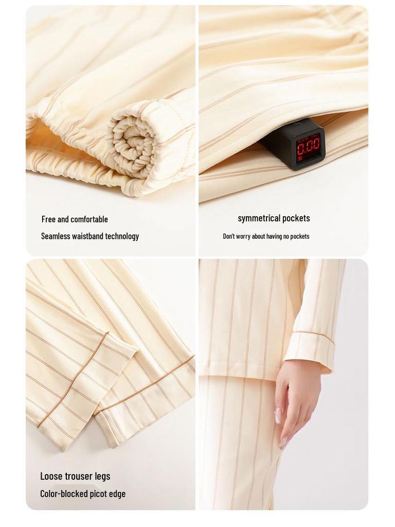 Piżama 7A Antibacterial Jesienno-Zimowa z Czystej Bawełny - Luźny Krój w Stylu Koreańskim dla Mężczyzn i Kobiet, Nadająca się do Noszenia na Zewnątrz