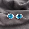 Kolczyki ze szwajcarskiego niebieskiego topazu, kolczyki z kamieni szlachetnych, kolczyki ze srebra próby 925, biżuteria ręcznie robiona, biżuteria srebrna na prezent
