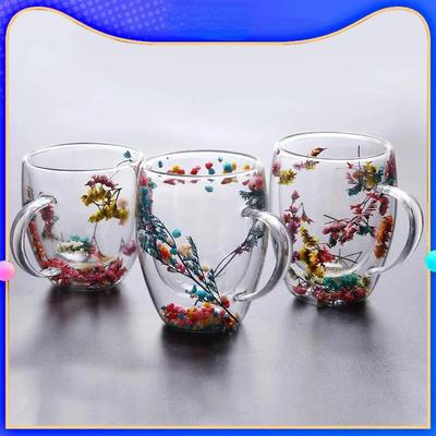 1/2pcs Double Wall Glass Cup With Handle Heat Resistant Tea Coffee Cups Espresso Milk Mug Gift