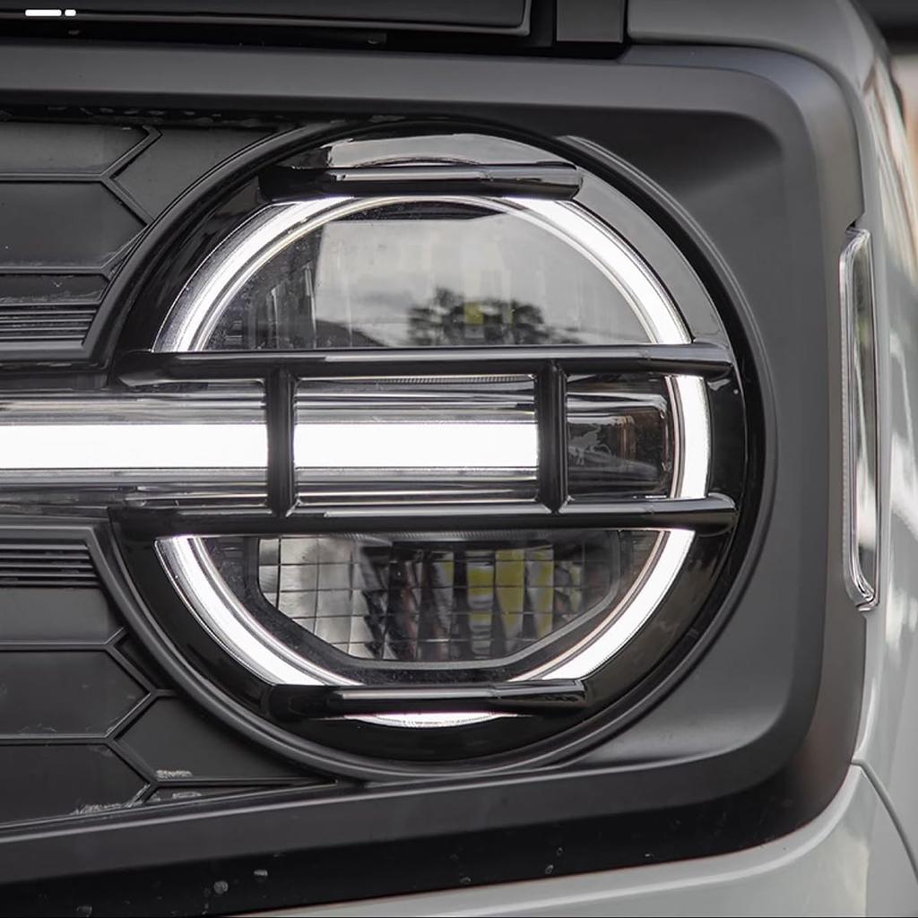 YOCTM for Ford Bronco Headlight Protective Cover | Glossy Front Headlamp Bezel Trim Fits Bronco Off-Road SUV 2021 2022 2023 2024 2025 Exterior