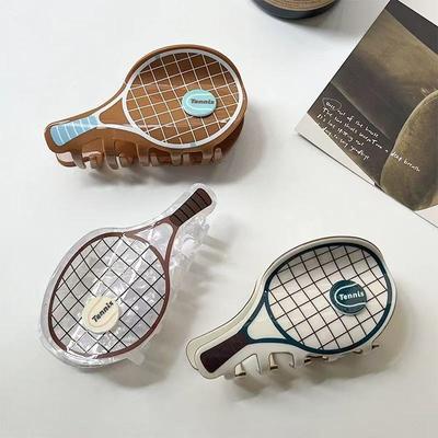 1pc Cute Creative Sports Simulation Acrylic Tennis Racket Grab Clip,medium Size Back of the Head Coil Hair Shark Clip Hair Grab