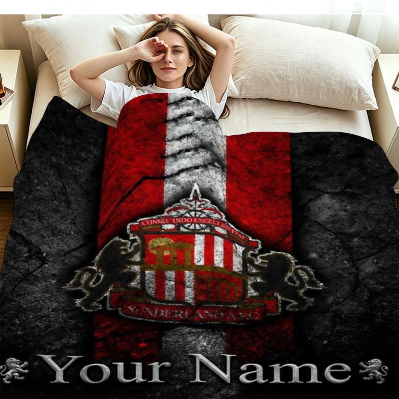 1PC Sunderland A.F Custom Name Patterned Flannel Blanket Suitable For All Seasons for Home Decor Warmth and Comfort Gifts Holiday Present