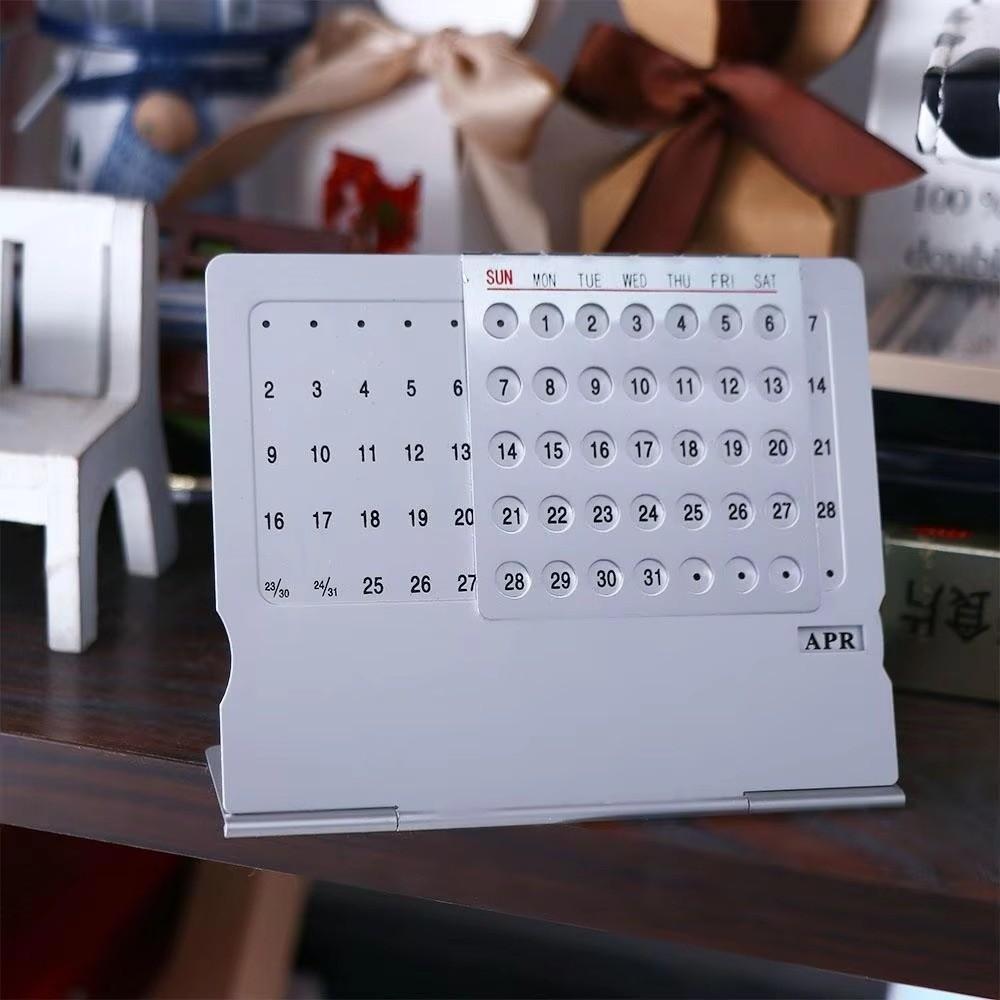 Aluminum Alloy Perpetual Calendar Mini Standing Monthly Desktop Calendar  Home
