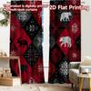 2pcs, 2D FLAT PRINTING Curtains (Without Rod) Plaid Forest(1) Modern Fashionable Curtainments During the Christmas Holiday